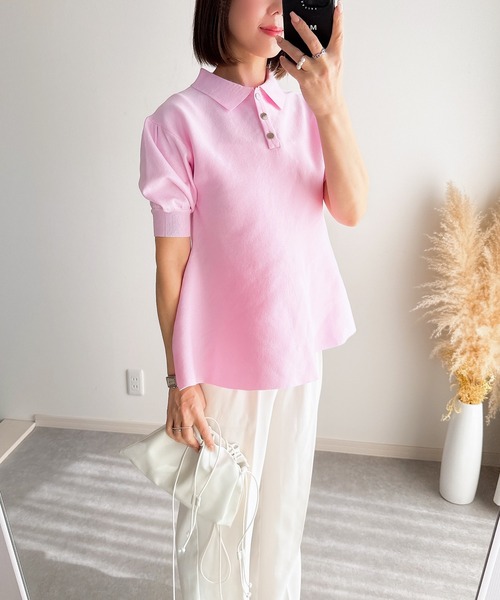 &. NOSTALGIA（アンドドットノスタルジア）の「【ZOZO限定】ペプラムポロニット（ニット/セーター・レディース・ホワイト/ライトピンク/ライトブルー/ブラック・M）」の19枚目の写真