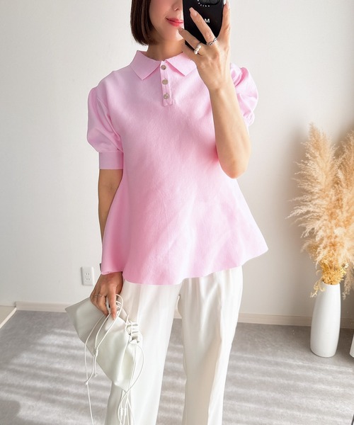 &. NOSTALGIA（アンドドットノスタルジア）の「【ZOZO限定】ペプラムポロニット（ニット/セーター・レディース・ホワイト/ライトピンク/ライトブルー/ブラック・M）」の20枚目の写真