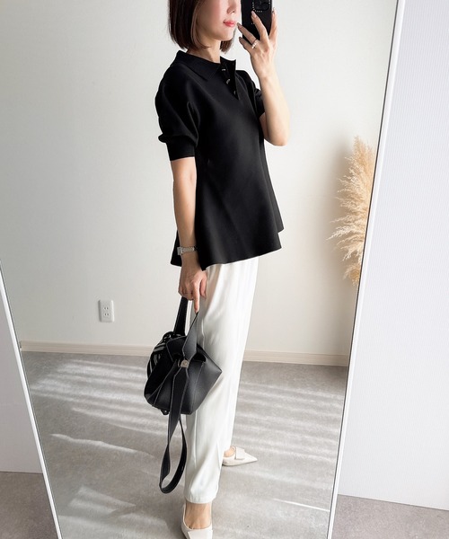 &. NOSTALGIA（アンドドットノスタルジア）の「【ZOZO限定】ペプラムポロニット（ニット/セーター・レディース・ホワイト/ライトピンク/ライトブルー/ブラック・M）」の17枚目の写真