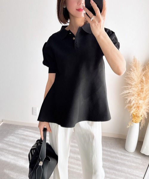 &. NOSTALGIA（アンドドットノスタルジア）の「【ZOZO限定】ペプラムポロニット（ニット/セーター・レディース・ホワイト/ライトピンク/ライトブルー/ブラック・M）」の13枚目の写真