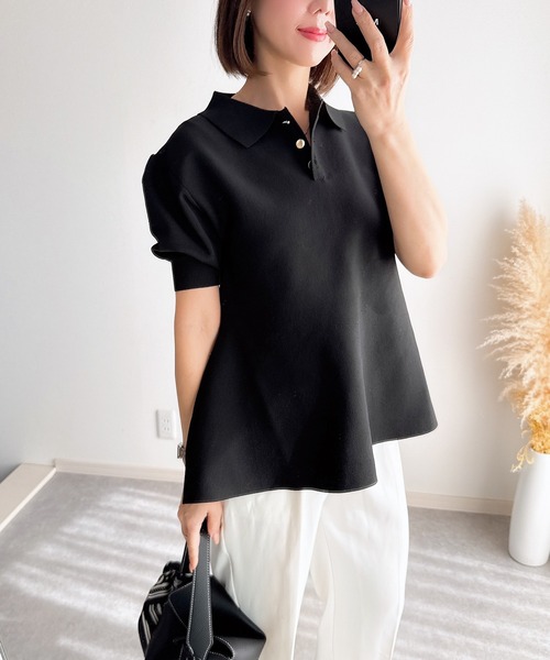 &. NOSTALGIA（アンドドットノスタルジア）の「【ZOZO限定】ペプラムポロニット（ニット/セーター・レディース・ホワイト/ライトピンク/ライトブルー/ブラック・M）」の12枚目の写真