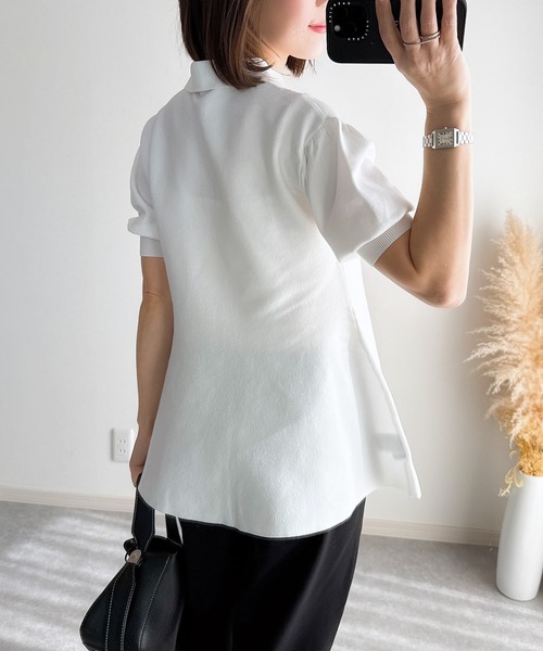 &. NOSTALGIA（アンドドットノスタルジア）の「【ZOZO限定】ペプラムポロニット（ニット/セーター・レディース・ホワイト/ライトピンク/ライトブルー/ブラック・M）」の10枚目の写真