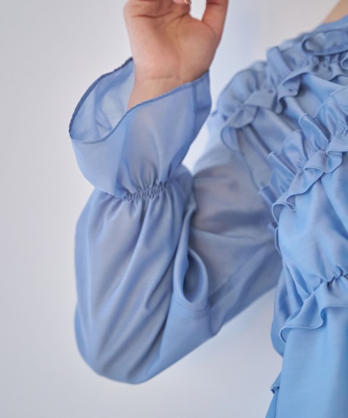NOELA（ノエラ）の「シアーシャーリングブラウス（シャツ/ブラウス・レディース・ブルー/オフホワイト・フリー）」の17枚目の写真