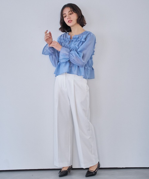 NOELA（ノエラ）の「シアーシャーリングブラウス（シャツ/ブラウス・レディース・ブルー/オフホワイト・フリー）」の19枚目の写真