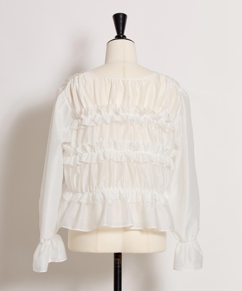 NOELA（ノエラ）の「シアーシャーリングブラウス（シャツ/ブラウス・レディース・ブルー/オフホワイト・フリー）」の6枚目の写真