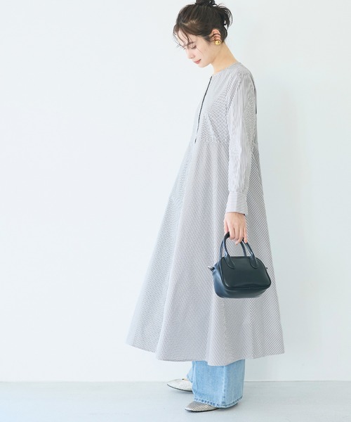 coca（coca）（コカ）の「SOLOTEX(R)使用フレアシャツワンピース（シャツワンピース・レディース・ホワイト/ブルー・S/M/L）」の4枚目の写真