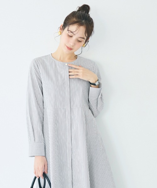 coca（coca）（コカ）の「SOLOTEX(R)使用フレアシャツワンピース（シャツワンピース・レディース・ホワイト/ブルー・S/M/L）」の5枚目の写真