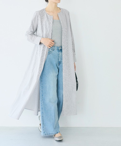 coca（coca）（コカ）の「SOLOTEX(R)使用フレアシャツワンピース（シャツワンピース・レディース・ホワイト/ブルー・S/M/L）」の7枚目の写真