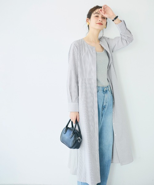 coca（coca）（コカ）の「SOLOTEX(R)使用フレアシャツワンピース（シャツワンピース・レディース・ホワイト/ブルー・S/M/L）」の8枚目の写真