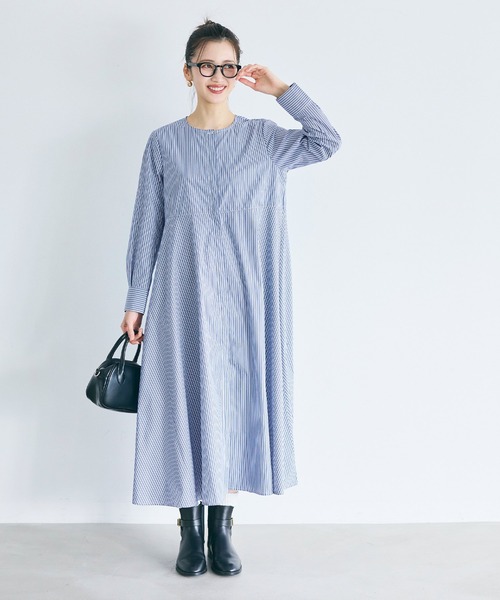 coca（coca）（コカ）の「SOLOTEX(R)使用フレアシャツワンピース（シャツワンピース・レディース・ホワイト/ブルー・S/M/L）」の9枚目の写真