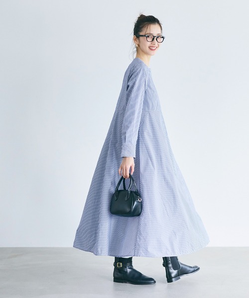 coca（coca）（コカ）の「SOLOTEX(R)使用フレアシャツワンピース（シャツワンピース・レディース・ホワイト/ブルー・S/M/L）」の10枚目の写真