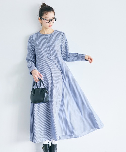 coca（coca）（コカ）の「SOLOTEX(R)使用フレアシャツワンピース（シャツワンピース・レディース・ホワイト/ブルー・S/M/L）」の11枚目の写真