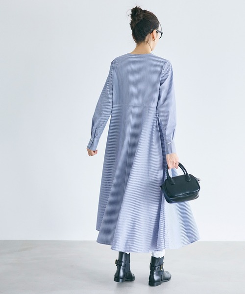 coca（coca）（コカ）の「SOLOTEX(R)使用フレアシャツワンピース（シャツワンピース・レディース・ホワイト/ブルー・S/M/L）」の12枚目の写真