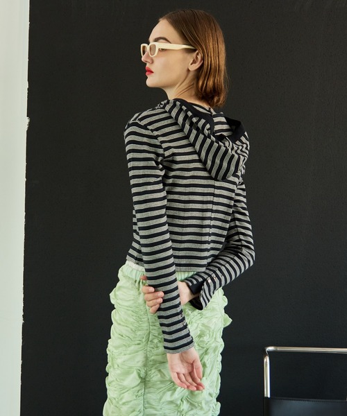 MAISON SPECIAL(メゾンスペシャル)の「【MILLER】Rib Hoodie Cardigan/リブフーディーカーディガン(パーカー・レディース・チャコールグレー/ブラック/ブルー・FREE)」の6枚目の写真