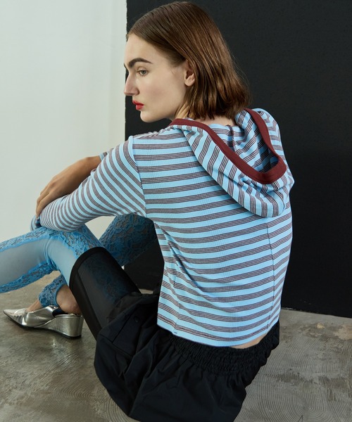 MAISON SPECIAL(メゾンスペシャル)の「【MILLER】Rib Hoodie Cardigan/リブフーディーカーディガン(パーカー・レディース・チャコールグレー/ブラック/ブルー・FREE)」の7枚目の写真