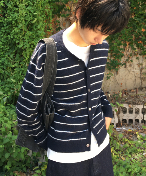 INTEMPOMOOD(インテンポムード)の「フレンチストライプクロップカーディガン_ネイビー(カーディガン/ボレロ・メンズ・ネイビー・X-LARGE/MEDIUM/LARGE)」の4枚目の写真