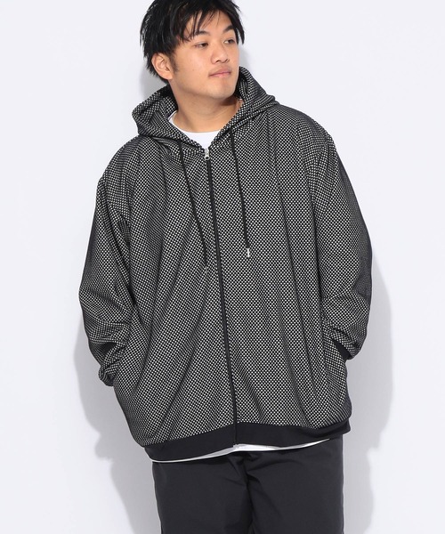 SAKAZEN(サカゼン)の「パーカー 長袖 メンズ 大きいサイズ バーズアイ ジャガード フルジップ PLEGGI (プレッジ)(パーカー・メンズ・ホワイト/ブラック・3L/4L/5L)」の9枚目の写真