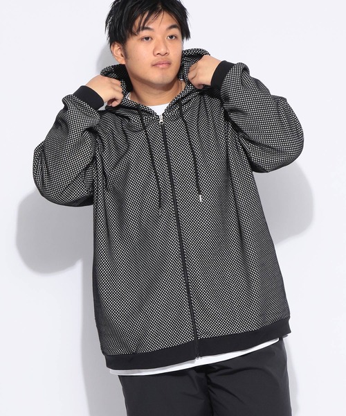 SAKAZEN(サカゼン)の「パーカー 長袖 メンズ 大きいサイズ バーズアイ ジャガード フルジップ PLEGGI (プレッジ)(パーカー・メンズ・ホワイト/ブラック・3L/4L/5L)」の12枚目の写真