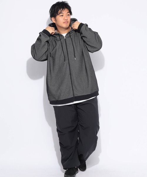 SAKAZEN(サカゼン)の「パーカー 長袖 メンズ 大きいサイズ バーズアイ ジャガード フルジップ PLEGGI (プレッジ)(パーカー・メンズ・ホワイト/ブラック・3L/4L/5L)」の13枚目の写真