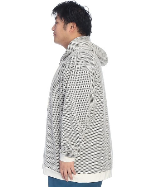 SAKAZEN(サカゼン)の「パーカー 長袖 メンズ 大きいサイズ バーズアイ ジャガード フルジップ PLEGGI (プレッジ)(パーカー・メンズ・ホワイト/ブラック・3L/4L/5L)」の15枚目の写真