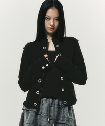 EYELET COTTON JACKET BLACK