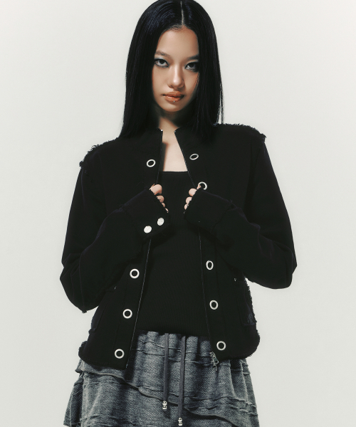 EYELET COTTON JACKET BLACK（その他アウター）｜NYXX（エヌワイ