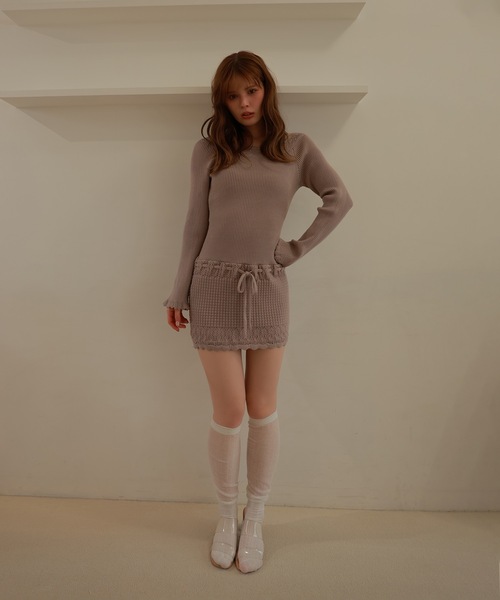 M DOLLY(エムドリー)の「lace pattern lilya mini dress/レースパターンリリアミニドレス(ワンピース・レディース・モカ/アイボリー・FREE)」の16枚目の写真