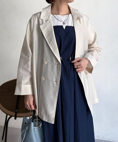 Chez toi（シェトワ）の「シアーテーラードジャケット（テーラードジャケット・レディース・オフホワイト/ベージュ・FREE）」の2枚目の写真