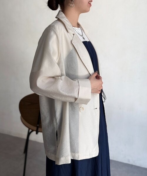 Chez toi（シェトワ）の「シアーテーラードジャケット（テーラードジャケット・レディース・オフホワイト/ベージュ・FREE）」の6枚目の写真