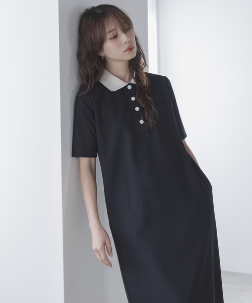 URBAN RESEARCH Sonny Label(アーバンリサーチサニーレーベル)の「カットポロワンピース(ワンピース・レディース・チャコールグレー/ブラック・FREE)」の2枚目の写真