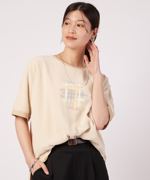Arnold Palmer（アーノルドパーマー）の「レイヤード グラフィック Tシャツ（Tシャツ/カットソー・レディース・ベージュ/ホワイト/ネイビー・M/S/L）」の2枚目の写真