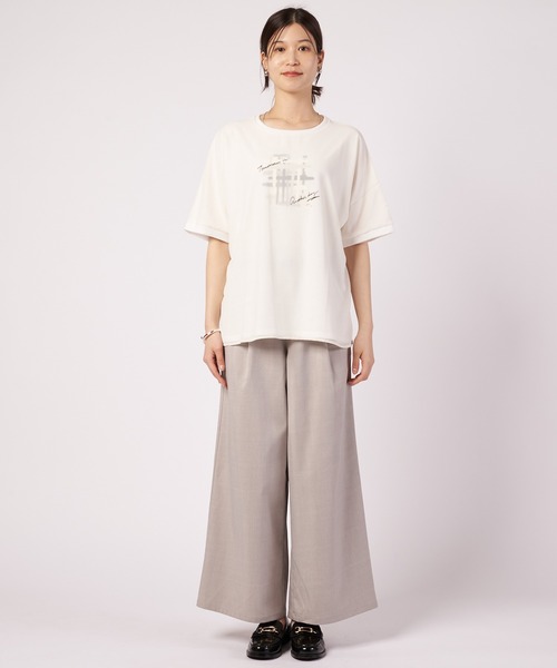 Arnold Palmer（アーノルドパーマー）の「レイヤード グラフィック Tシャツ（Tシャツ/カットソー・レディース・ベージュ/ホワイト/ネイビー・M/S/L）」の16枚目の写真