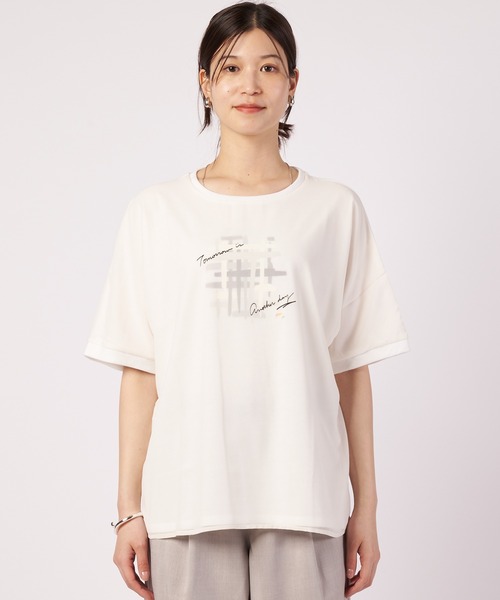 Arnold Palmer（アーノルドパーマー）の「レイヤード グラフィック Tシャツ（Tシャツ/カットソー・レディース・ベージュ/ホワイト/ネイビー・M/S/L）」の6枚目の写真