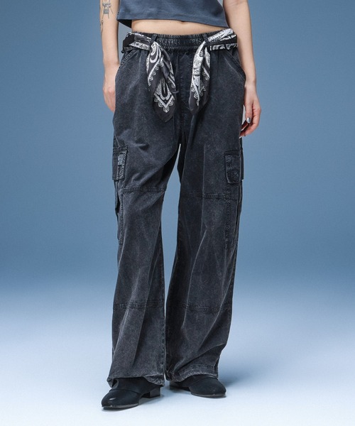 X-girl(エックスガール)の「FADED EASY CARGO PANTS(カーゴパンツ・レディース・ブラック/ベージュ/ライトピンク・S/M)」の2枚目の写真