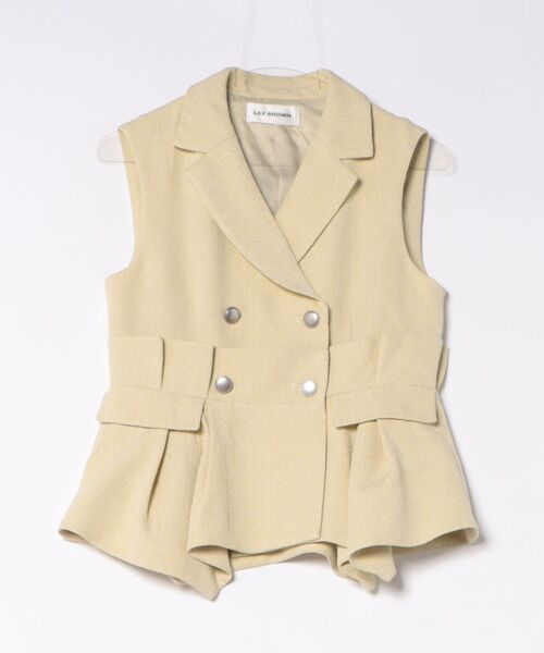 LILY BROWN(リリーブラウン)の「ツイードプリエペプラムジレ(その他アウター・レディース・アイボリー/ブラック/ライム・F)」の3枚目の写真