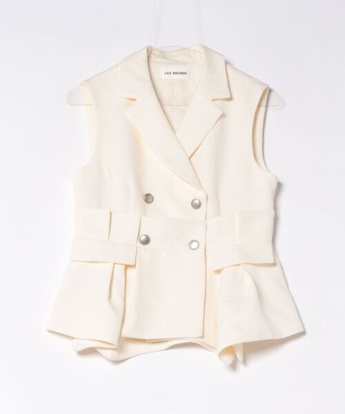 LILY BROWN(リリーブラウン)の「ツイードプリエペプラムジレ(その他アウター・レディース・アイボリー/ブラック/ライム・F)」の1枚目の写真