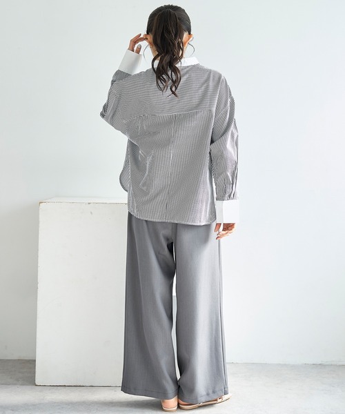 mil（ミル）の「ドルマンスリーブ クレリック バンドカラーシャツ【586154】（シャツ/ブラウス・レディース・ブラック/ブルー/ライトグレー・XS/S）」の8枚目の写真