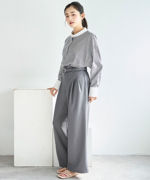 mil（ミル）の「ドルマンスリーブ クレリック バンドカラーシャツ【586154】（シャツ/ブラウス・レディース・ブラック/ブルー/ライトグレー・XS/S）」の13枚目の写真