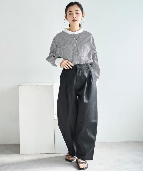 mil（ミル）の「ドルマンスリーブ クレリック バンドカラーシャツ【586154】（シャツ/ブラウス・レディース・ブラック/ブルー/ライトグレー・XS/S）」の20枚目の写真