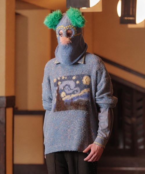 amok(アモク)の「STARRY NIGHT KNIT(ニット/セーター・メンズ・ブラック/ミント・M/S)」の2枚目の写真