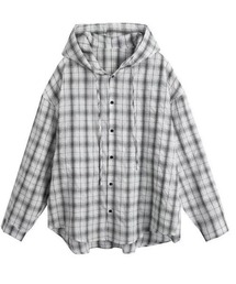 チェック柄フードビッグシャツ