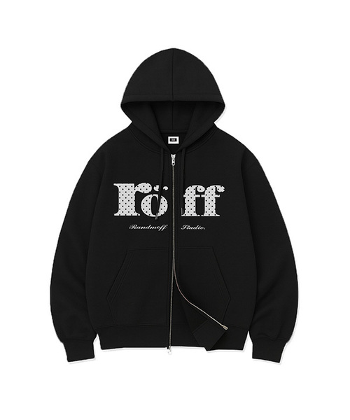 RANDOMOFF(ランダムオフ)の「ROEFF TYPE PLAY SPACE DOT OVER FIT 2-WAY ZIP-UP (5color)(パーカー・レディース・ネイビー/ホワイト/ブラック×グレー/ブラック×ピンク/チャコールグレー・LARGE/MEDIUM/SMALL/X-LARGE)」の1枚目の写真