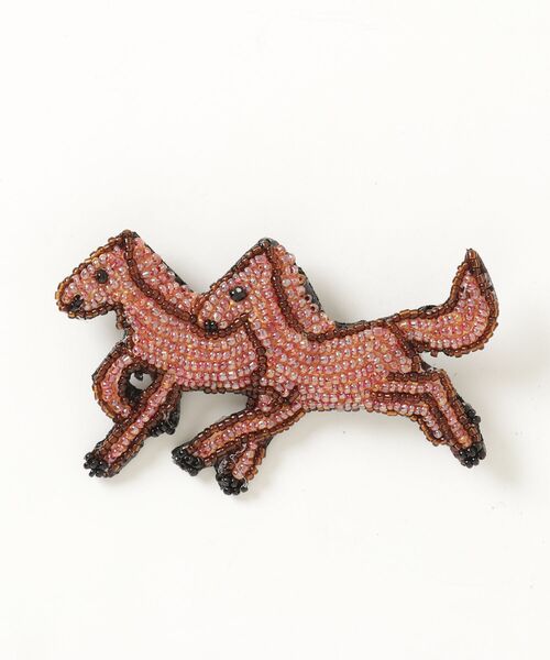 BEAMS BOY（ビームスボーイ）の「ビーズブローチ L（ネックレス・レディース・グレー/ブラウン・ONE SIZE）」の2枚目の写真