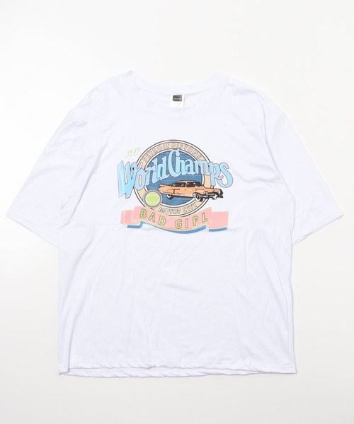 ARCADE(アーケード)の「カレッジロゴ Tシャツ 半袖 ビッグシルエット ヴィンテージスタイル テロンテロン生地(Tシャツ/カットソー・レディース・ホワイト/ブラック/ホワイト系2/ブラック系2・フリー)」の16枚目の写真