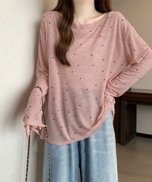 core core(コアコア)の「【冷房・UV対策に◎】ドット柄カシュクールシアーVネックトップス(Tシャツ/カットソー・レディース・ホワイト/ベージュ/ブラック/ピンク・FREE)」の22枚目の写真