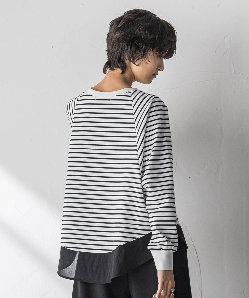 MAYSON GREY(メイソングレイ)の「ポンチローマラウンドヘムドッキングプルオーバー(Tシャツ/カットソー・レディース・ホワイト/グレー系その他/ホワイト系その他/ブラック系その他・M)」の2枚目の写真