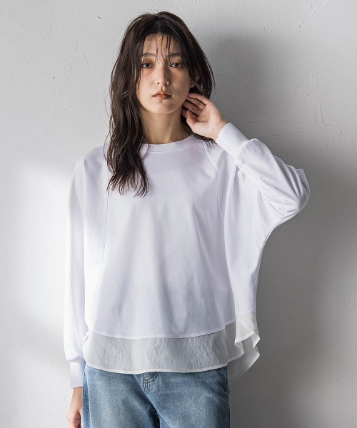 MAYSON GREY(メイソングレイ)の「ポンチローマラウンドヘムドッキングプルオーバー(Tシャツ/カットソー・レディース・ホワイト/グレー系その他/ホワイト系その他/ブラック系その他・M)」の12枚目の写真