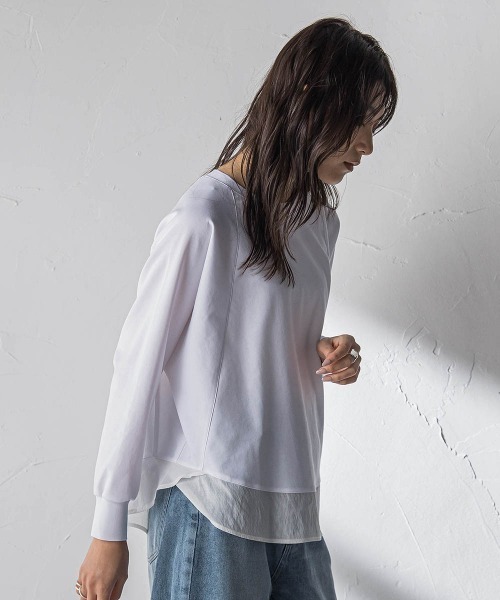 MAYSON GREY(メイソングレイ)の「ポンチローマラウンドヘムドッキングプルオーバー(Tシャツ/カットソー・レディース・ホワイト/グレー系その他/ホワイト系その他/ブラック系その他・M)」の13枚目の写真