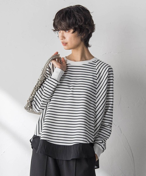 MAYSON GREY(メイソングレイ)の「ポンチローマラウンドヘムドッキングプルオーバー(Tシャツ/カットソー・レディース・ホワイト/グレー系その他/ホワイト系その他/ブラック系その他・M)」の18枚目の写真