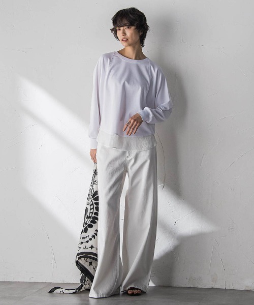 MAYSON GREY(メイソングレイ)の「ポンチローマラウンドヘムドッキングプルオーバー(Tシャツ/カットソー・レディース・ホワイト/グレー系その他/ホワイト系その他/ブラック系その他・M)」の16枚目の写真